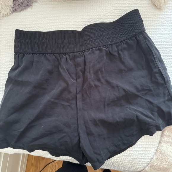 OPEN EDIT Tie Waist Pull On Shorts Womens Black Pocket High Waist - Picture 4 of 5